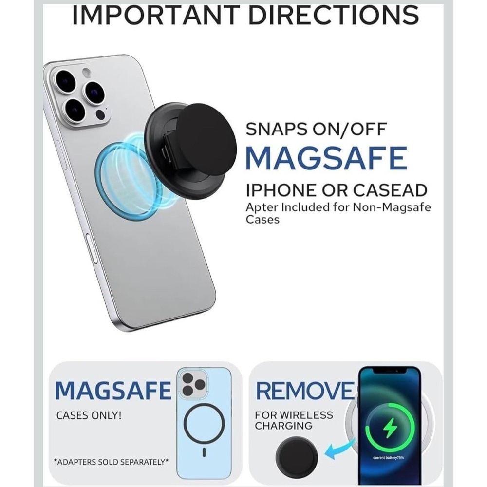 Transparent Magnetic Phone Grip Compatible with Magsafe,Collapsible Mobile... - Picture 6 of 9